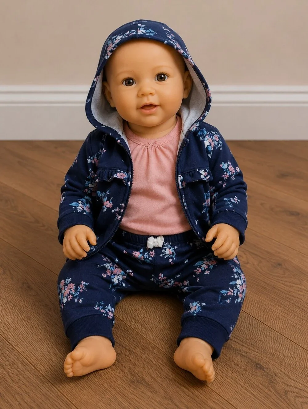 Floral Baby Outfit Set with Hoodie and Bodysuit